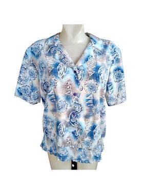 Abstract Padded Vintage Women's Blouse Medium 12 Lauren Lee 1990's Button-Up